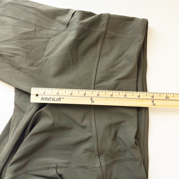 Lululemon Pace Rival Crop Leggings Green Mesh Pockets Workout - Size 4 - Picture 8 of 9